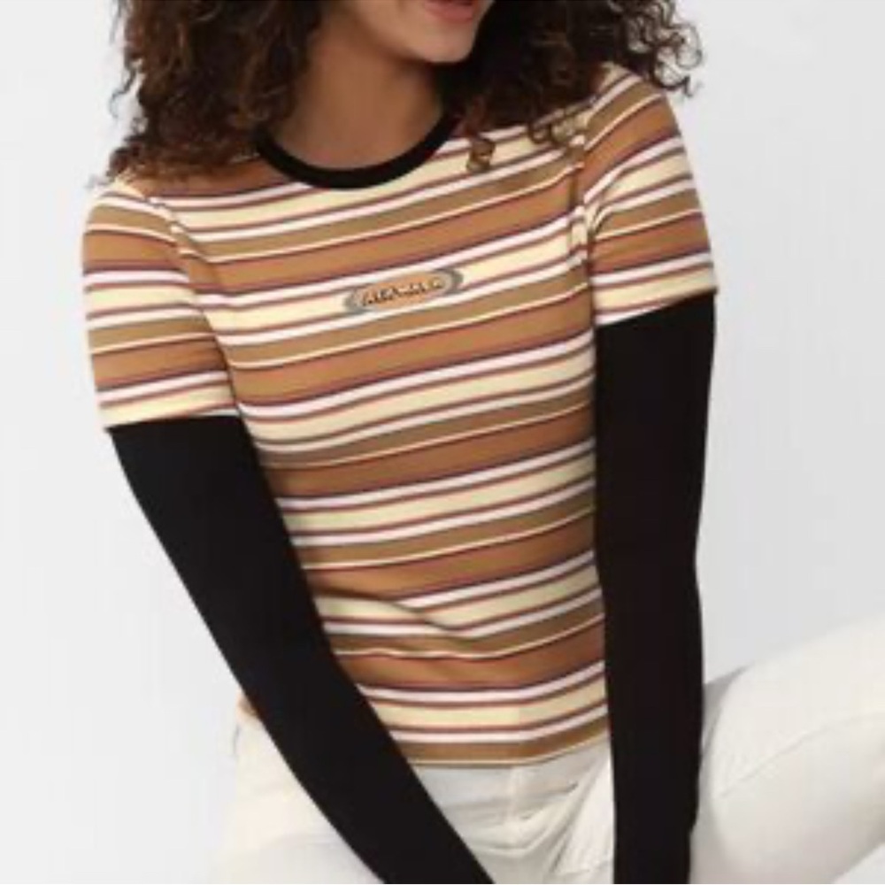 Airwalk Women's Multicolor horizontal Striped Long Sleeve Top size XL
